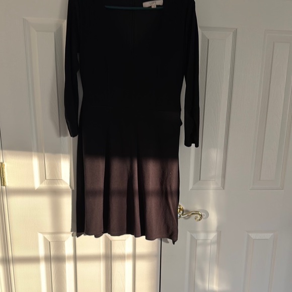 LOFT Black Sheath Dress Square Neck Long Sleeve - Picture 1 of 5